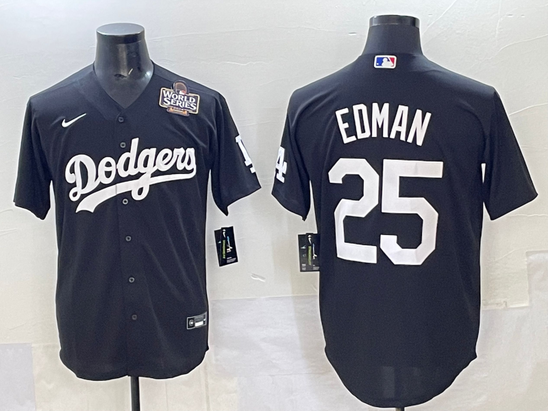 Men Los Angeles Dodgers #25 Edman black Nike MLB jersey style 11